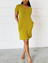 Essential T-shirt Dress - Olive Mustard Dress 