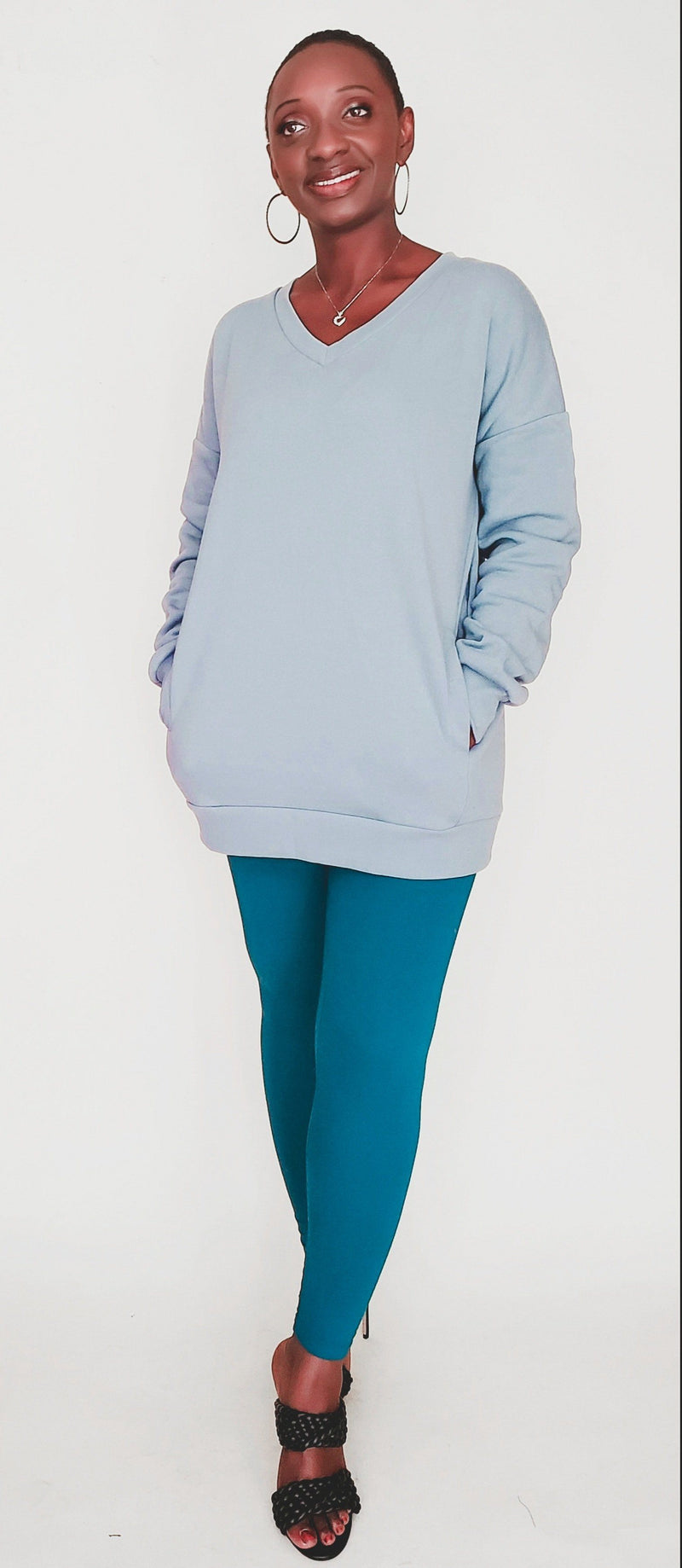 Freeda | Oversized Sweatshirt and Legging Set (Teal) Set 